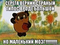 Серега верник страный типос вроде большой но маленький мозг!!!!!!!!!