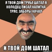 я твой дом труба шатал в колодец писал,калитка тряс, заборы качал и твой дом шатал