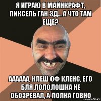 Я играю в майнкрафт, пиксель ган зд... А что там еще? Аааааа, клеш оф кленс, его бля лололошка не обозревал, а лолка говно