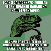 Если я заблокирую тоннель, чтобы враги не напали на нашу территорию не значит ли это, что и мы не сможем напасть на территорию врага через этот тоннель?