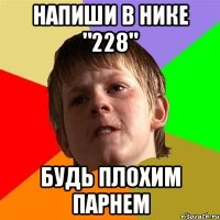 напиши в нике "228" будь плохим парнем