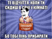 те відчуття, коли ти сидиш в срчі у кімнаті бо тобі лінь прибирати