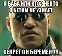 Я баба или кто? Некто о бетом не узнает Секрет он беремен!!!!