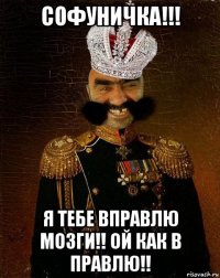 софуничка!!! я тебе вправлю мозги!! ой как в правлю!!