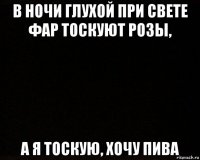 в ночи глухой при свете фар тоскуют розы, а я тоскую, хочу пива