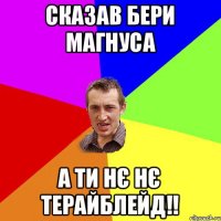 СКАЗАВ БЕРИ МАГНУСА А ТИ НЄ НЄ ТЕРАЙБЛЕЙД!!