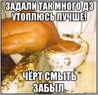 Задали так много дз утоплюсь лучше! Чёрт смыть забыл.