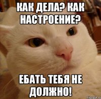 как дела? как настроение? ебать тебя не должно!