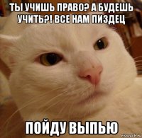 ты учишь право? а будешь учить?! все нам пиздец пойду выпью