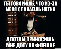 Ты говоришь, что из-за меня сливаешь катки а потом приносишь мне доту на флешке