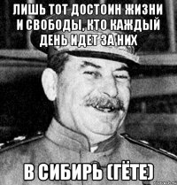 Лишь тот достоин жизни и свободы, кто каждый день идет за них в Сибирь (Гёте)