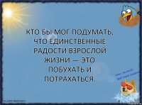 Кто бы мог подумать, что единственные радости взрослой жизни — это побухать и потрахаться.