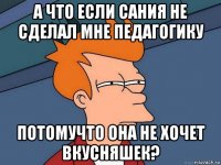 а что если сания не сделал мне педагогику потомучто она не хочет вкусняшек?