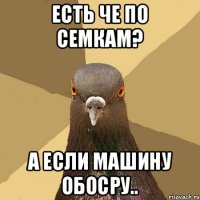 есть че по семкам? а если машину обосру..