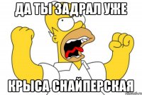 Да ты задрал уже крыса снайперская