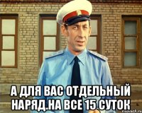  а для вас отдельный наряд.на все 15 суток