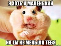 я хоть и маленький но ем не меньши тебя