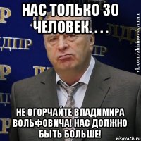 Нас только 30 человек. . . . Не огорчайте Владимира Вольфовича! Нас должно быть больше!