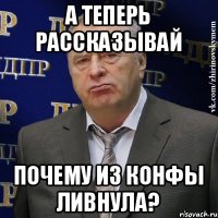 А теперь рассказывай Почему из конфы ливнула?