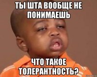 ты шта вообще не понимаешь что такое толерантность?