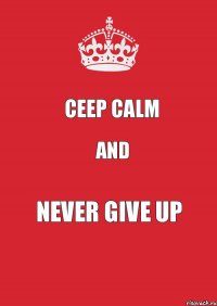 CEEP CALM and NEVER GIVE UP