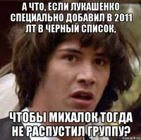 а что, если лукашенко специально добавил в 2011 лт в черный список, чтобы михалок тогда не распустил группу?