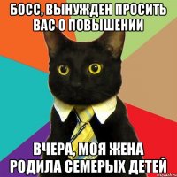 Босс, вынужден просить вас о повышении вчера, моя жена родила семерых детей