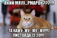 -Який Мяуу...рмарок???!!! -Та кажу- жу - жу - жу!!!7 листоада 12.20!!!