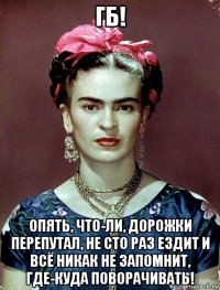 гб! опять, что-ли, дорожки перепутал, не сто раз ездит и всё никак не запомнит, где-куда поворачивать!