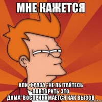 Мне кажется Или фраза "Не пытайтесь повторить это дома"воспринимается как вызов