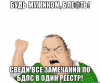 Будь мужиком, бле@ть! Сведи все замечания по БДПС в один реестр!