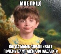 моё лицо когда мама спрашивает почему вам так мало задают?