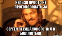 Нельзя просто не проголосовать за Сергея Петушанского. № 5 в бюллютени.