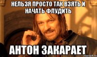 Нельзя просто так взять и начать флудить антон закарает