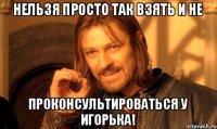 нельзя просто так взять и не проконсультироваться у Игорька!