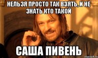 нельзя просто так взять, и не знать кто такой Саша Пивень