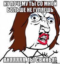 ну почему ты со мной больше не гуляешь аняяяяя, ты свинья!