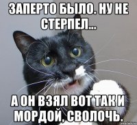 Заперто было. Ну не стерпел... А он взял вот так и мордой, сволочь.