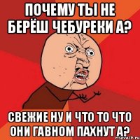 почему ты не берёш чебуреки а? свежие ну и что то что они гавном пахнут а?