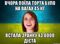 Вчора поїла торта було на вагах 45 кг встала зранку 43 оооо дієта