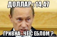 ДОЛЛАР : 14,47 ГРИВНА , ЧЁ С ЕБЛОМ ?