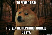 то чувство когда не пережил конец света