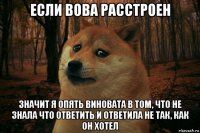 если вова расстроен значит я опять виновата в том, что не знала что ответить и ответила не так, как он хотел