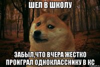 шел в школу забыл,что вчера жестко проиграл однокласснику в кс