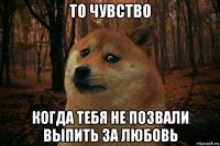 то чувство когда тебя не позвали выпить за любовь