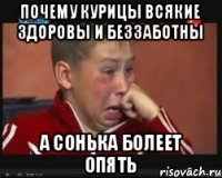 Почему курицы всякие здоровы и беззаботны А Сонька болеет опять