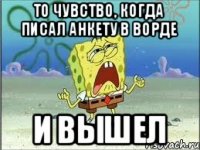 То чувство, когда писал анкету в ворде И вышел