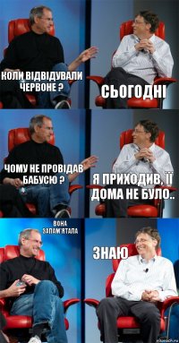 Коли відвідували Червоне ? Сьогодні Чому не провідав бабусю ? Я приходив, її дома не було.. Вона запам'ятала Знаю