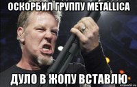 оскорбил группу metallica дуло в жопу вставлю