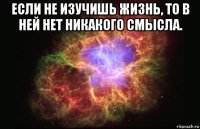 если не изучишь жизнь, то в ней нет никакого смысла. 